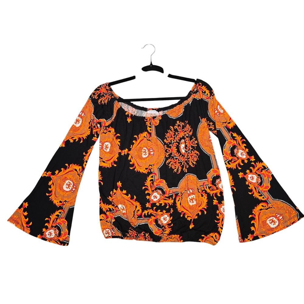Lascana Top Womens 4/6 Baroque Long Bell Sleeve Luxury Money Baddie Stretchy